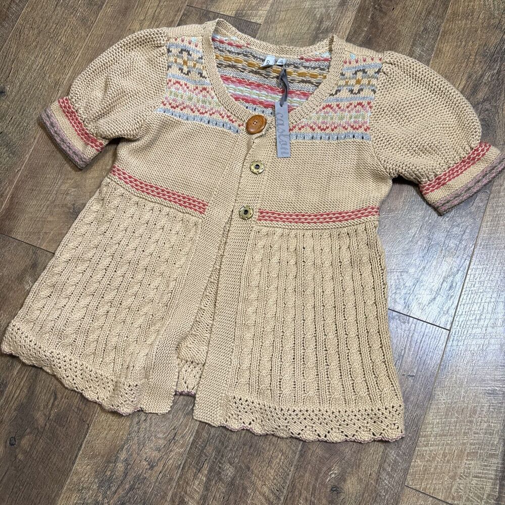 Vintage Caslon Chunky Knit Cardigan Sweater Fair Isle Button Cottagecore XL